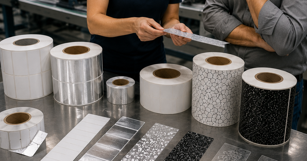 rótulos personalizados em diferentes materiais e acabamentos para aplicações industriais